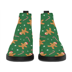 Christmas Gingerbread Pattern Print Flat Ankle Boots