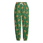 Christmas Gingerbread Pattern Print Fleece Lined Knit Pants