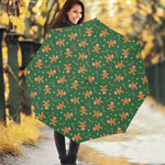 Christmas Gingerbread Pattern Print Foldable Umbrella
