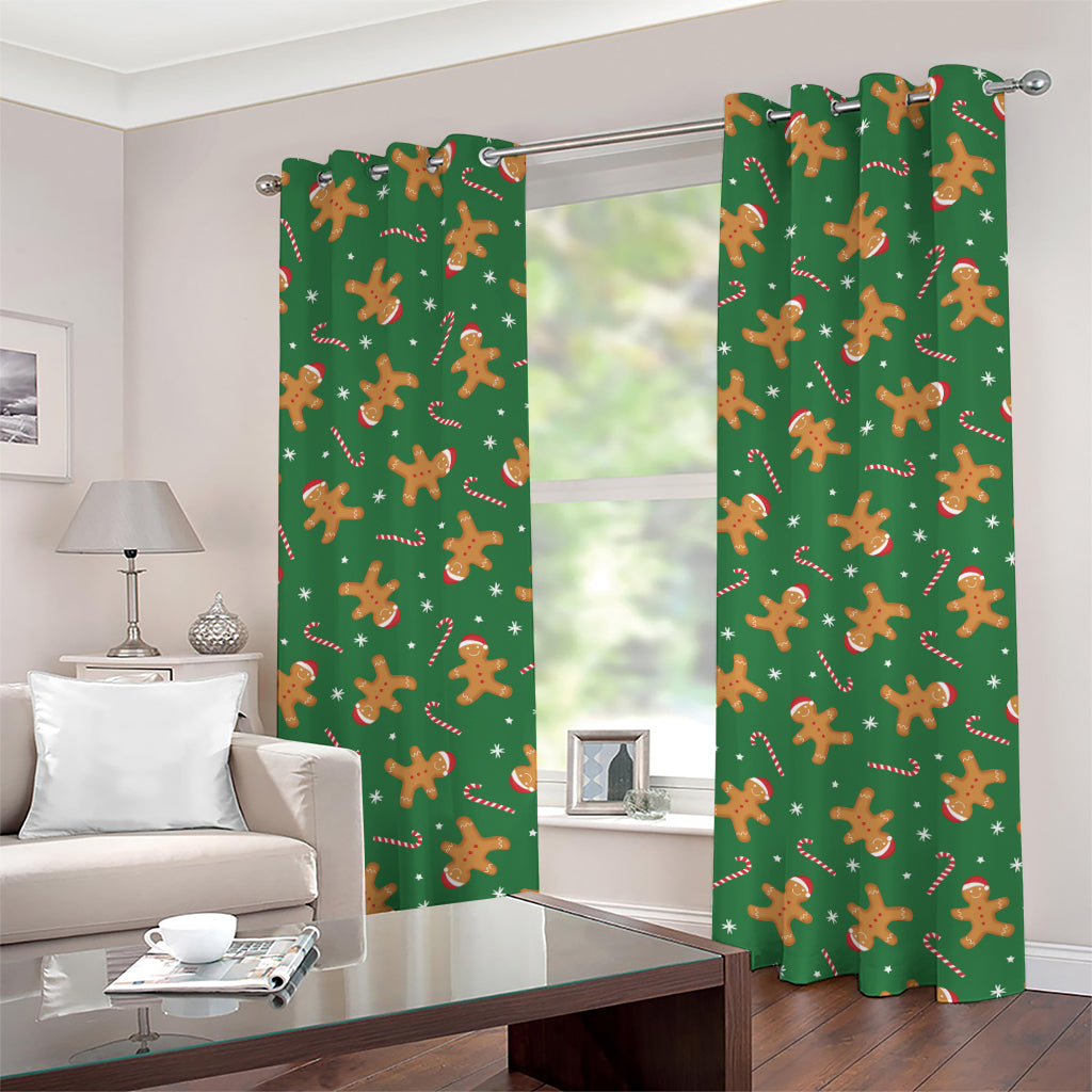 Christmas Gingerbread Pattern Print Grommet Curtains