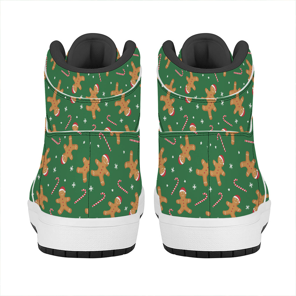 Christmas Gingerbread Pattern Print High Top Leather Sneakers