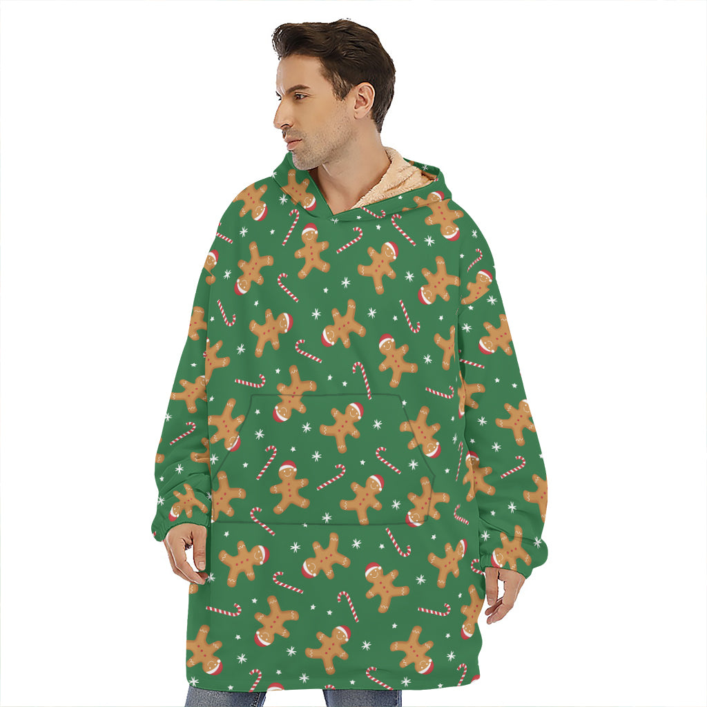 Christmas Gingerbread Pattern Print Hoodie Blanket