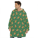 Christmas Gingerbread Pattern Print Hoodie Blanket