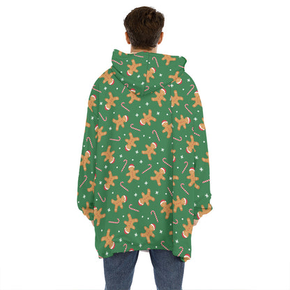 Christmas Gingerbread Pattern Print Hoodie Blanket