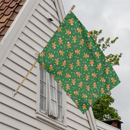 Christmas Gingerbread Pattern Print House Flag