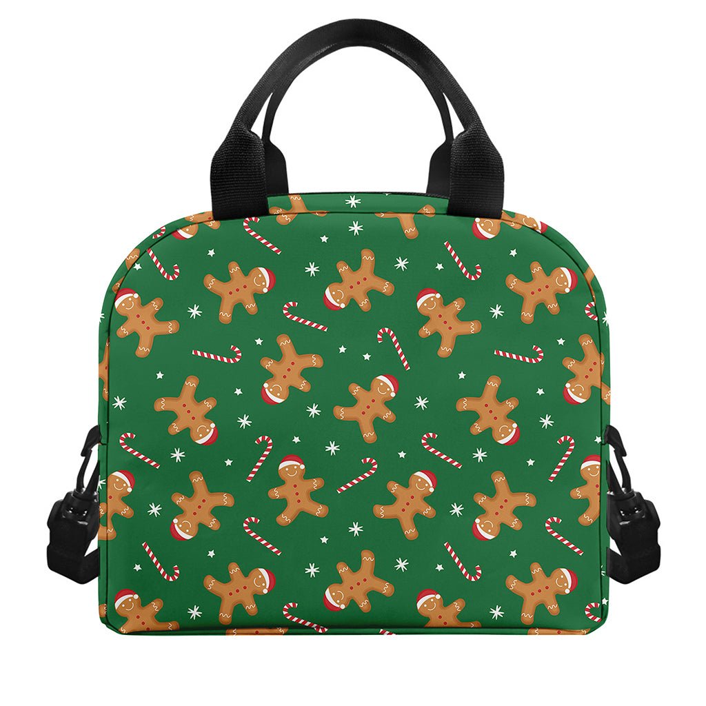 Christmas Gingerbread Pattern Print Insulated Lunch Bag