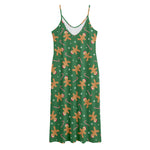 Christmas Gingerbread Pattern Print Jersey Midi Cami Dress