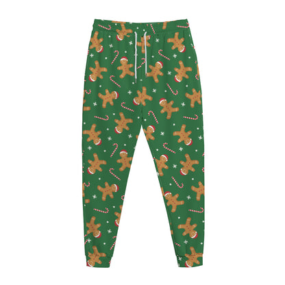 Christmas Gingerbread Pattern Print Jogger Pants