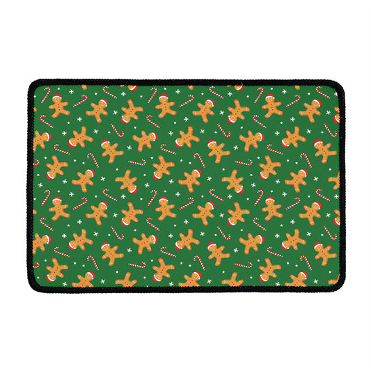 Christmas Gingerbread Pattern Print Kitchen Mat