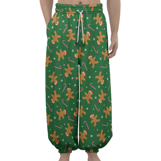 Christmas Gingerbread Pattern Print Lantern Pants