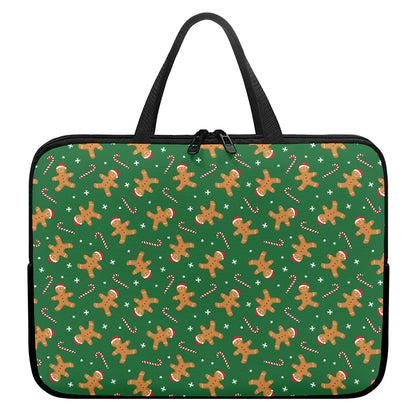 Christmas Gingerbread Pattern Print Laptop Sleeve With Handle