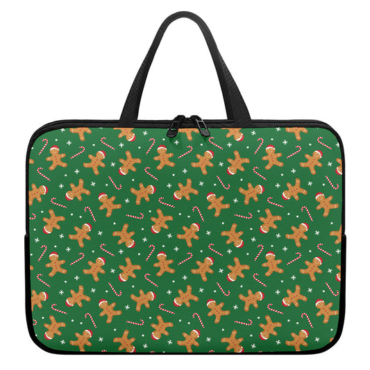 Christmas Gingerbread Pattern Print Laptop Sleeve With Handle