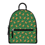 Christmas Gingerbread Pattern Print Leather Backpack