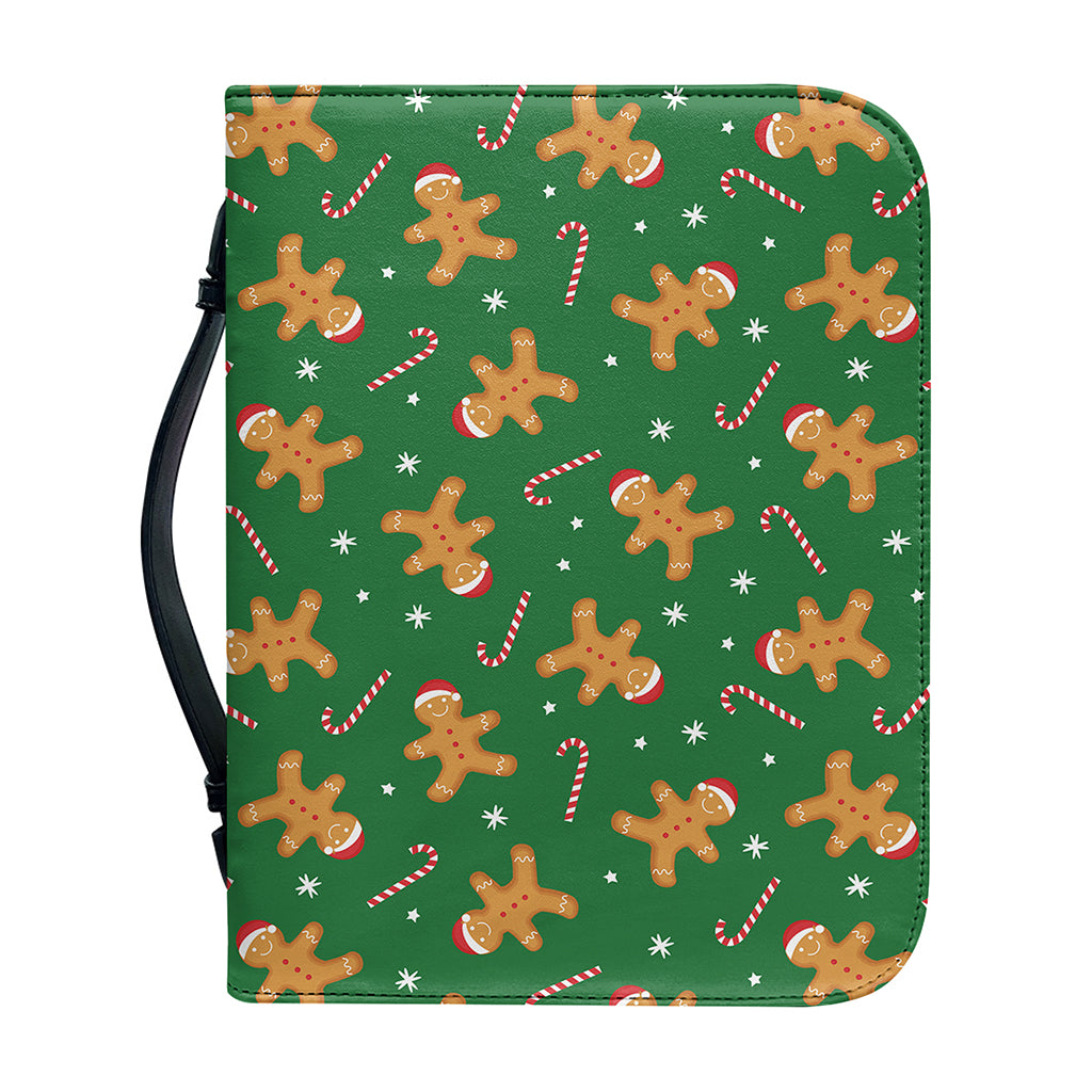 Christmas Gingerbread Pattern Print Leather Bible Cover