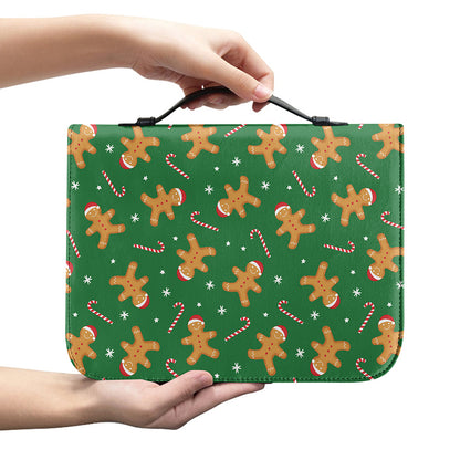 Christmas Gingerbread Pattern Print Leather Bible Cover