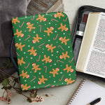 Christmas Gingerbread Pattern Print Leather Bible Cover