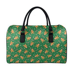 Christmas Gingerbread Pattern Print Leather Duffle Bag