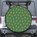 Christmas Gingerbread Pattern Print Leather Spare Tire Cover