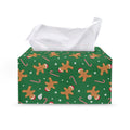 Christmas Gingerbread Pattern Print Leather Tissue Box Cover