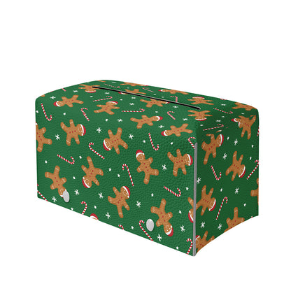 Christmas Gingerbread Pattern Print Leather Tissue Box Cover