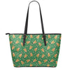 Christmas Gingerbread Pattern Print Leather Tote Bag