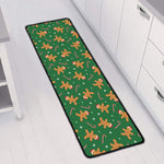 Christmas Gingerbread Pattern Print Long Kitchen Mat