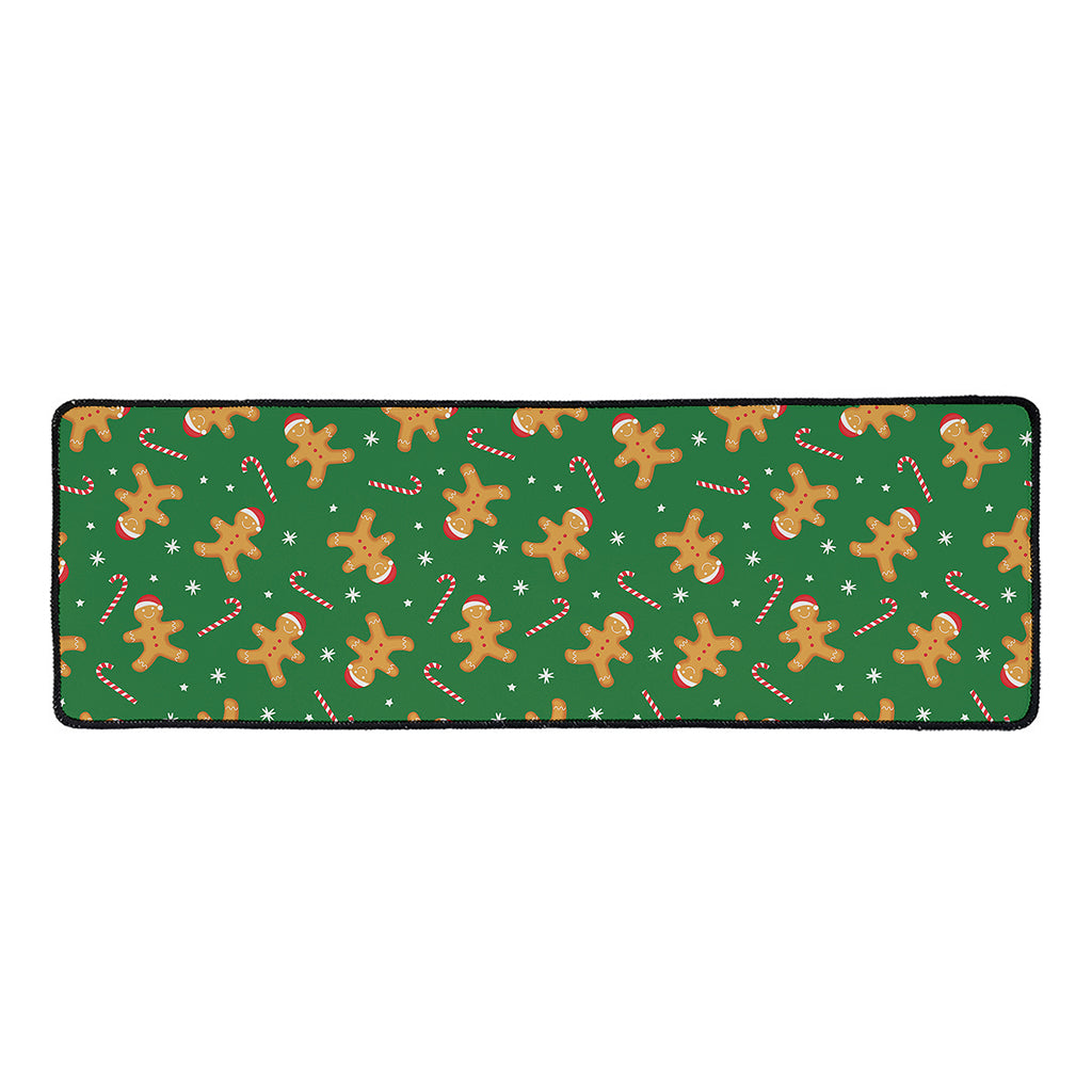Christmas Gingerbread Pattern Print Long Kitchen Mat