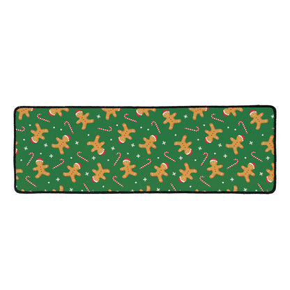 Christmas Gingerbread Pattern Print Long Kitchen Mat