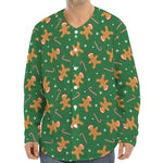 Christmas Gingerbread Pattern Print Long Sleeve Baseball Jersey