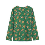 Christmas Gingerbread Pattern Print Long Sleeve Short Coat