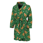 Christmas Gingerbread Pattern Print Men's Bathrobe