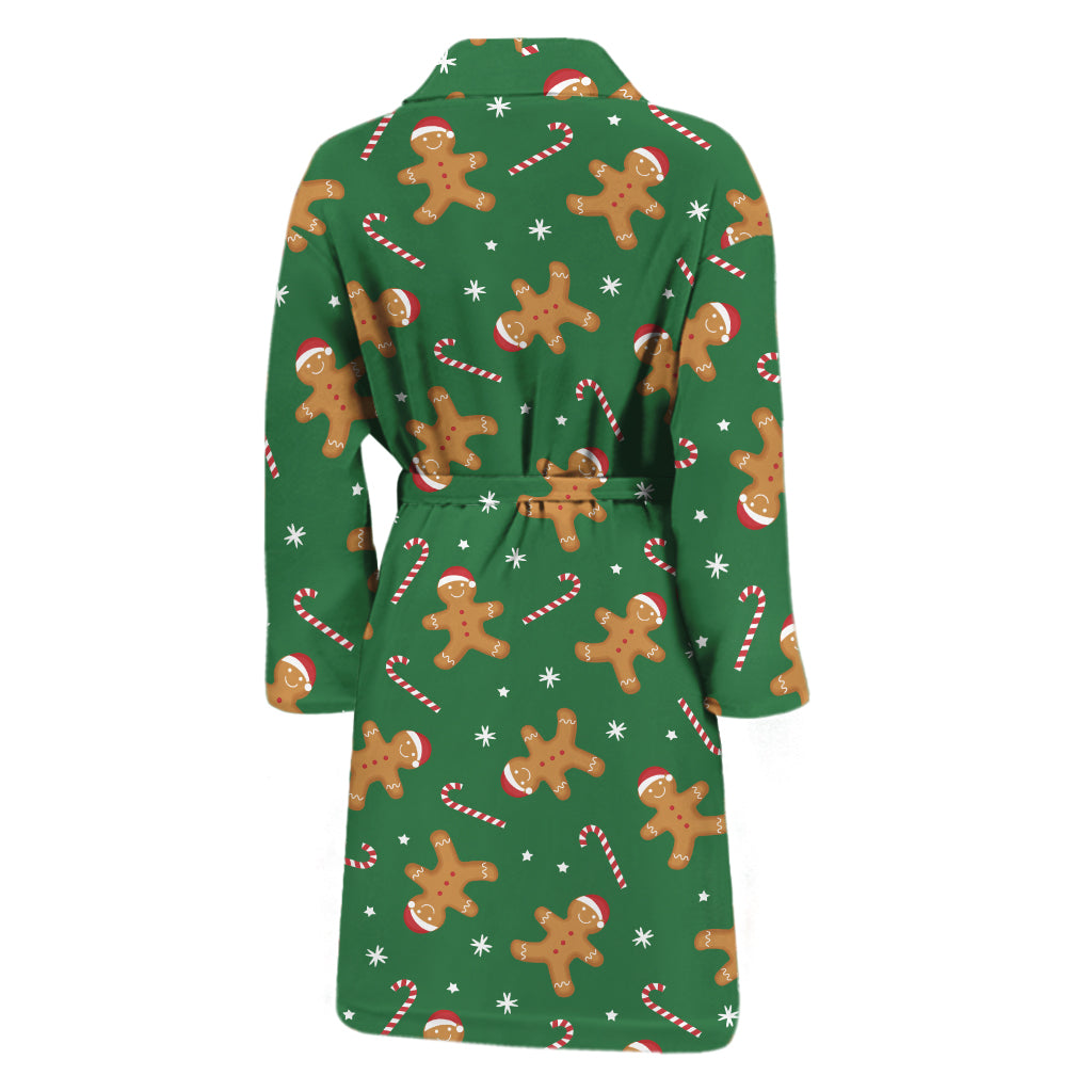 Christmas Gingerbread Pattern Print Men's Bathrobe