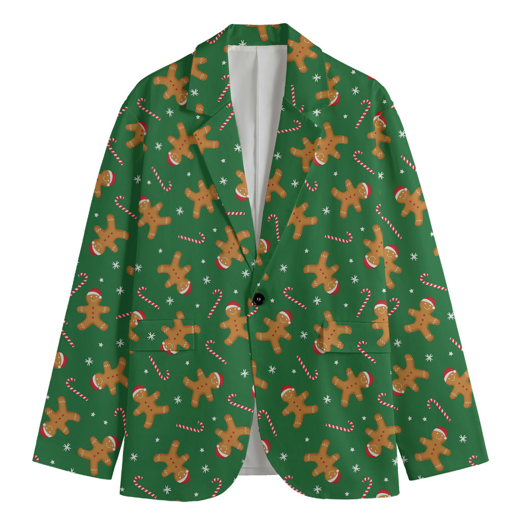 Christmas Gingerbread Pattern Print Men's Blazer