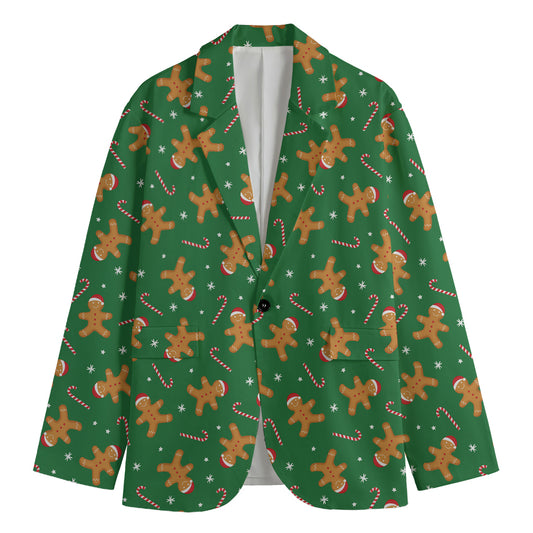 Christmas Gingerbread Pattern Print Men's Blazer