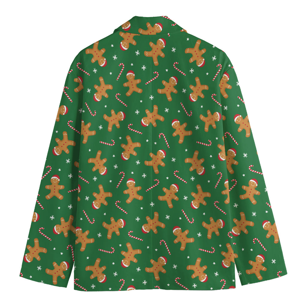 Christmas Gingerbread Pattern Print Men's Cotton Blazer