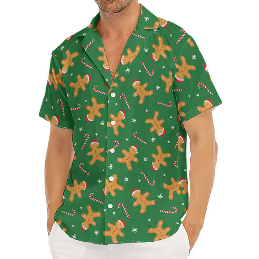 Christmas Gingerbread Pattern Print Men's Deep V-Neck Shirt