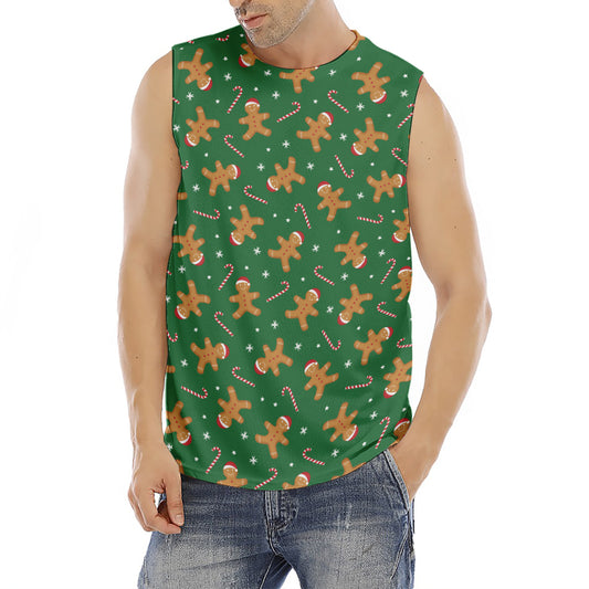 Christmas Gingerbread Pattern Print Men's Fitness Tank Top