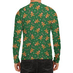 Christmas Gingerbread Pattern Print Men's Long Sleeve Rash Guard