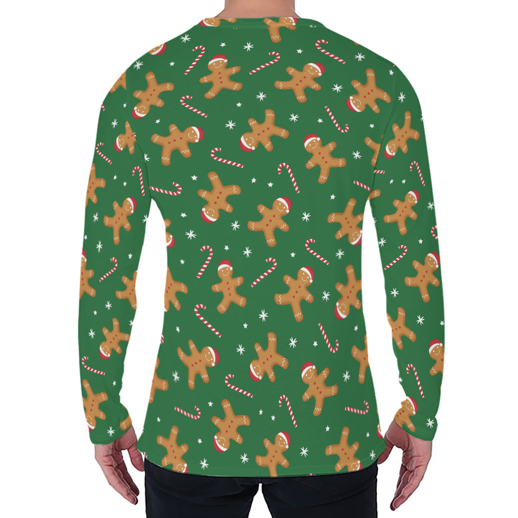 Christmas Gingerbread Pattern Print Men's Long Sleeve T-Shirt