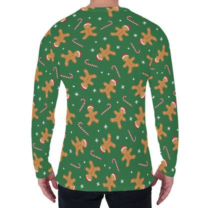 Christmas Gingerbread Pattern Print Men's Long Sleeve T-Shirt
