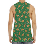 Christmas Gingerbread Pattern Print Men's Muscle Tank Top