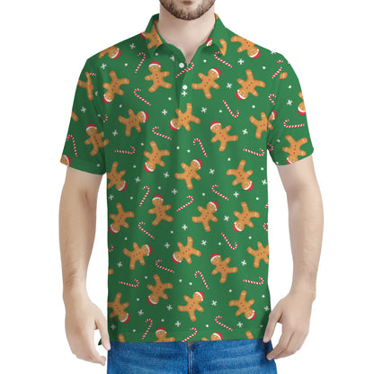 Christmas Gingerbread Pattern Print Men's Polo Shirt