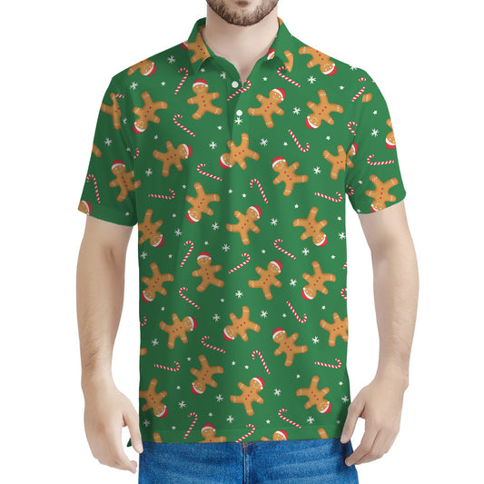 Christmas Gingerbread Pattern Print Men's Polo Shirt