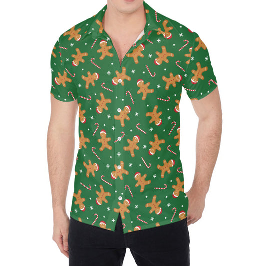 Christmas Gingerbread Pattern Print Men's Shirt