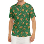 Christmas Gingerbread Pattern Print Men's Short Sleeve Rash Guard
