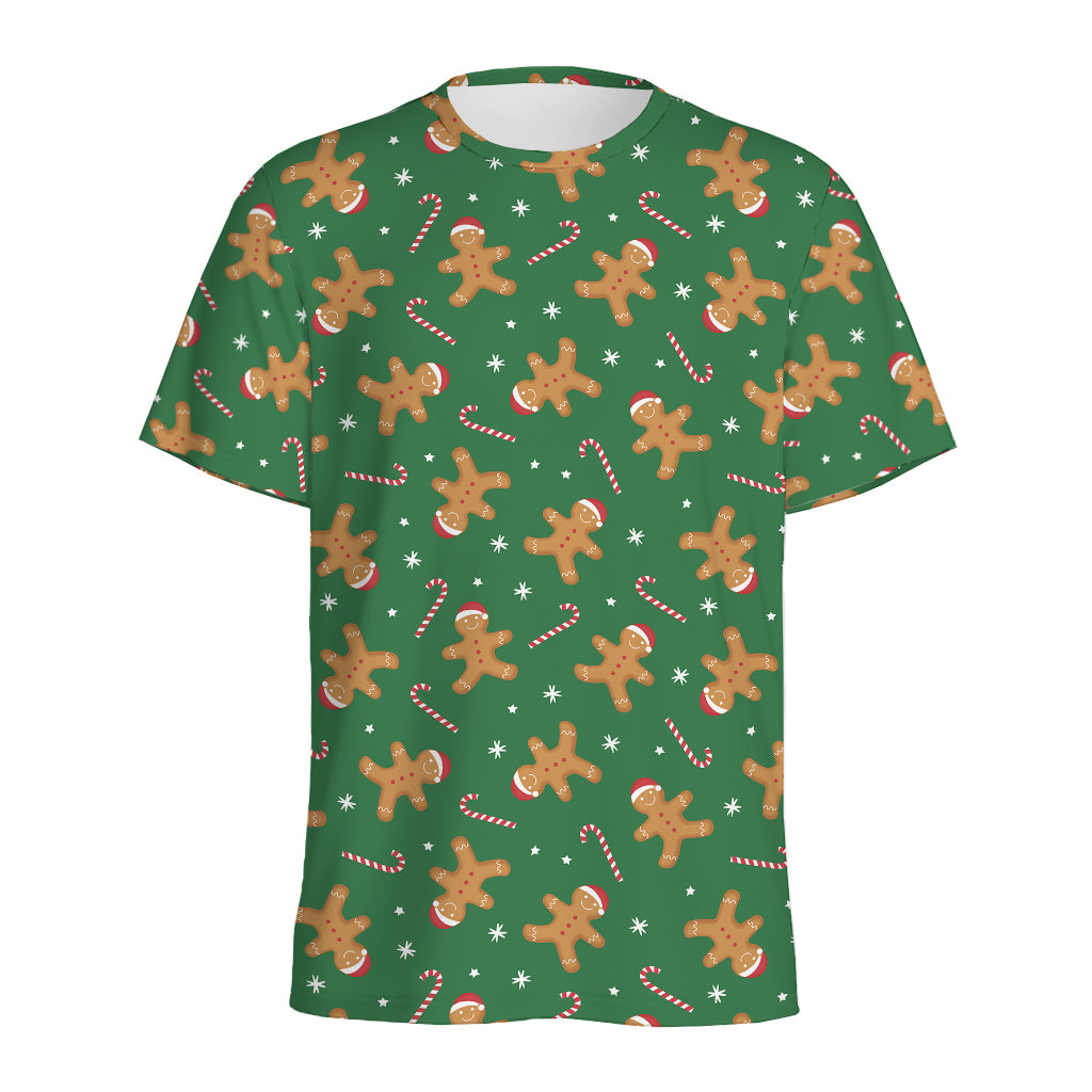 Christmas Gingerbread Pattern Print Men's Sports T-Shirt