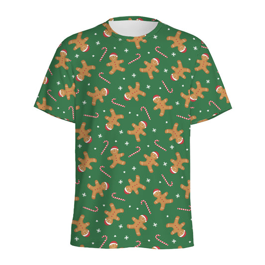 Christmas Gingerbread Pattern Print Men's Sports T-Shirt