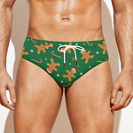 Christmas Gingerbread Pattern Print Men's Swim Briefs