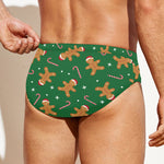 Christmas Gingerbread Pattern Print Men's Swim Briefs