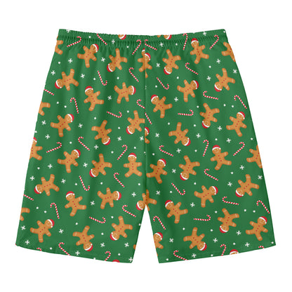 Christmas Gingerbread Pattern Print Men's Swim Trunks